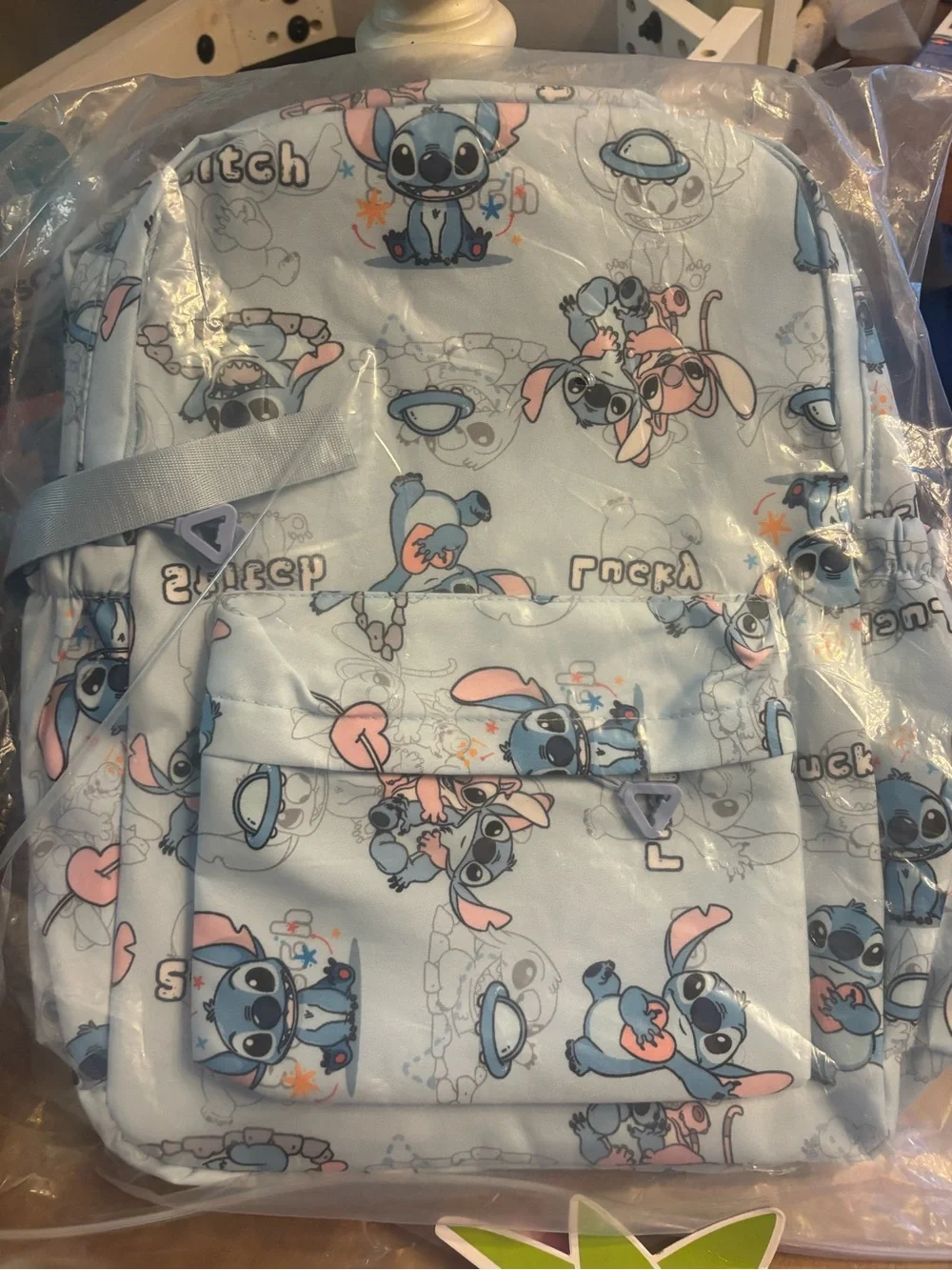 Stitch Print Light Blue Backpack
